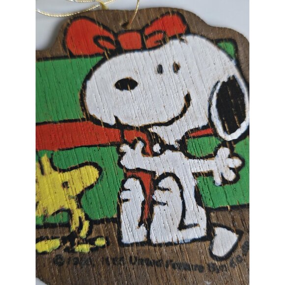 Snoopy and Woodstock Christmas Ornaments Vintage Set of 3 50s & 60s Wooden Retro - Picture 10 of 10